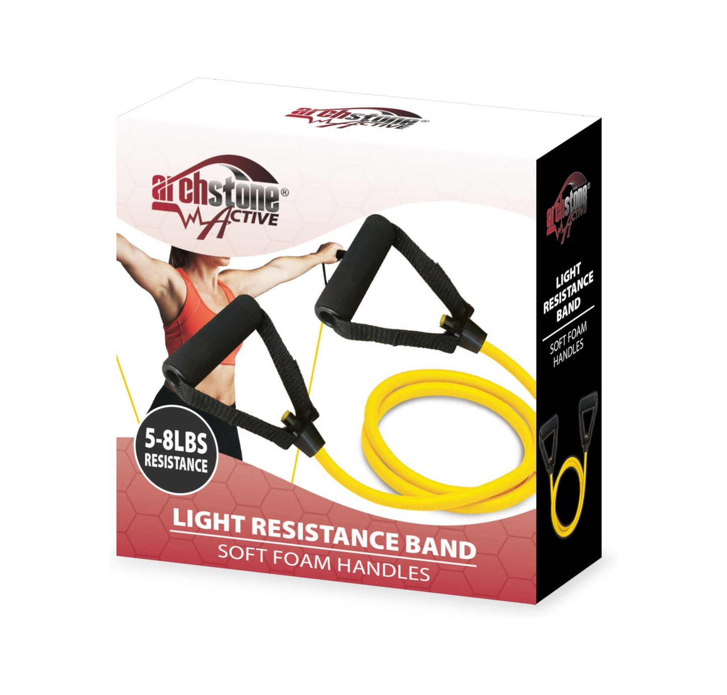 Archstone Light Resistance Band - Yellow, Soft Foam Handles