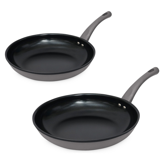 Hell's Kitchen 10-Inch & 12-Inch Ceramic Fry Pan Set - Gray