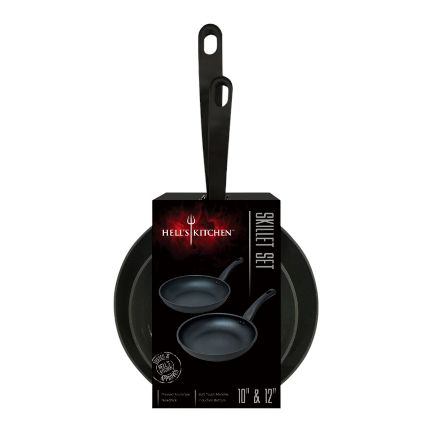 Hell's Kitchen 2-Piece Aluminum Frypan Set - Black