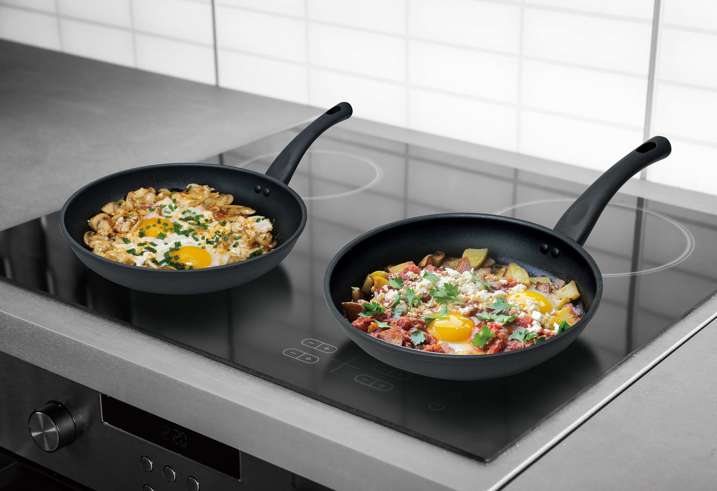 Hell's Kitchen 2-Piece Aluminum Frypan Set - Black