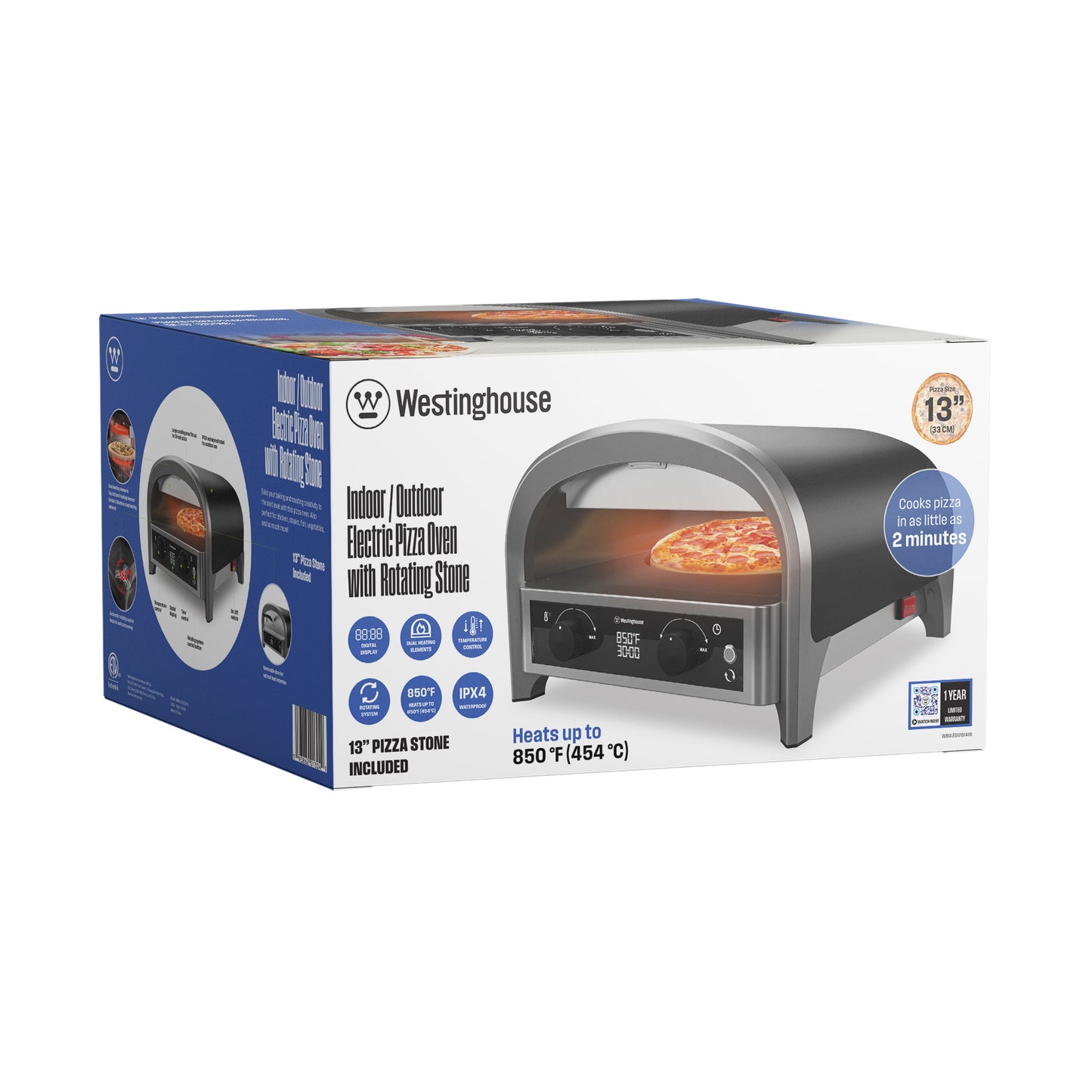 Westinghouse 13-Inch Electric Pizza Oven with Rotating Stone