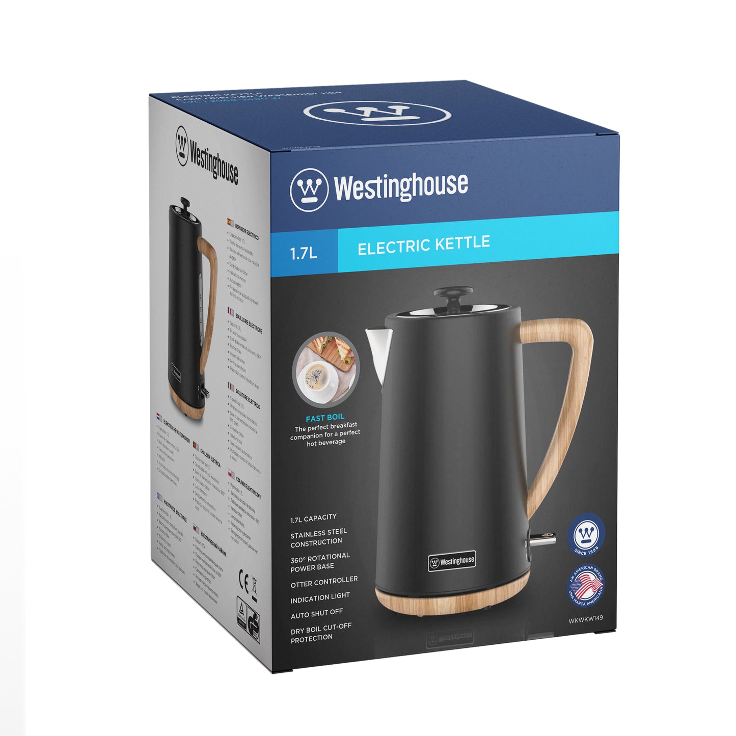 Westinghouse 1.7L Capacity Electric Kettle - Wood Series