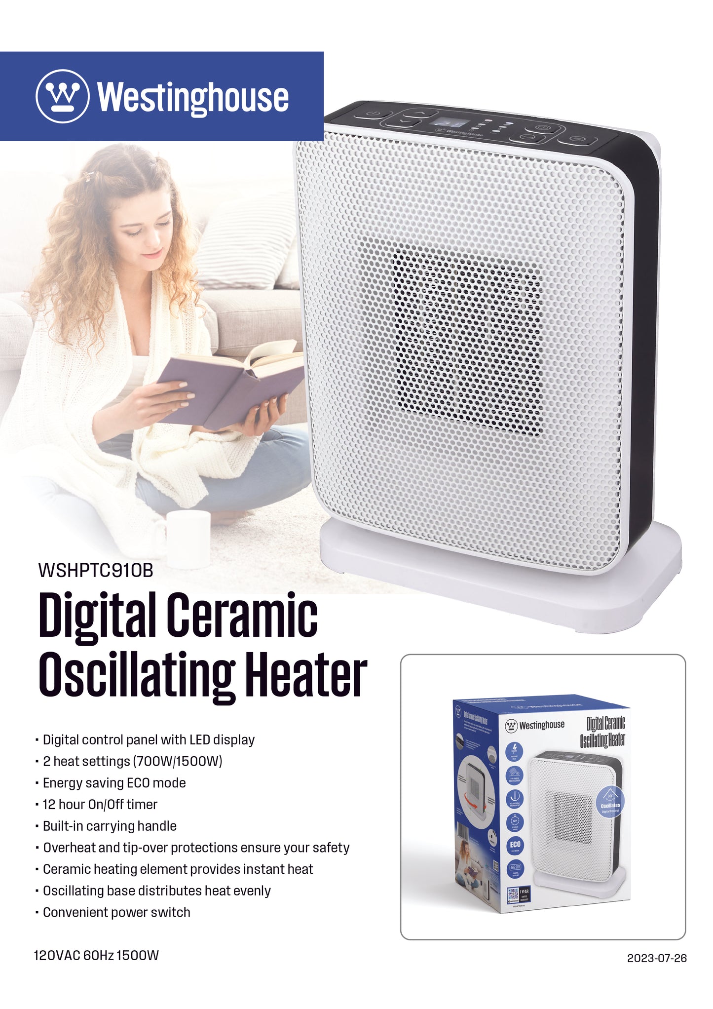 Westinghouse Digital Ceramic Oscillating Heater